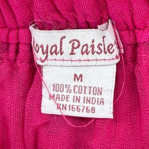 Unbranded Maxi Skirt Women One Size Fuchsia Pink Paisley Boho Pleated Drawstring - Picture 3 of 7